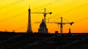 Geometric Dusk: Parisian Silhouettes