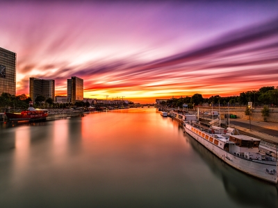 Sunset by the BNF in Paris