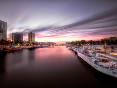 Sunset by the BNF in Paris