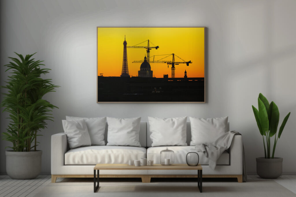 photography for sell showcase in a living room